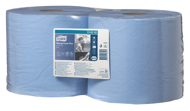 Een Poetspapier Tork Wiping Plus Combi W1/2 255m blauw 130052 koop je bij VHK Kantoorartikelen