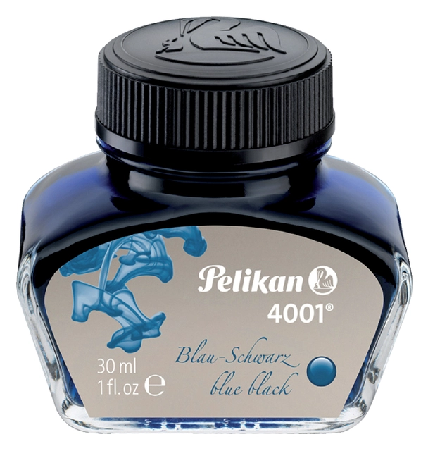 Een Vulpeninkt Pelikan 4001 30ml blauw/zwart koop je bij VHK Kantoorartikelen