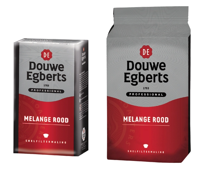 Een Koffie Douwe Egberts snelfiltermaling Melange Rood 1kg koop je bij VHK Kantoorartikelen