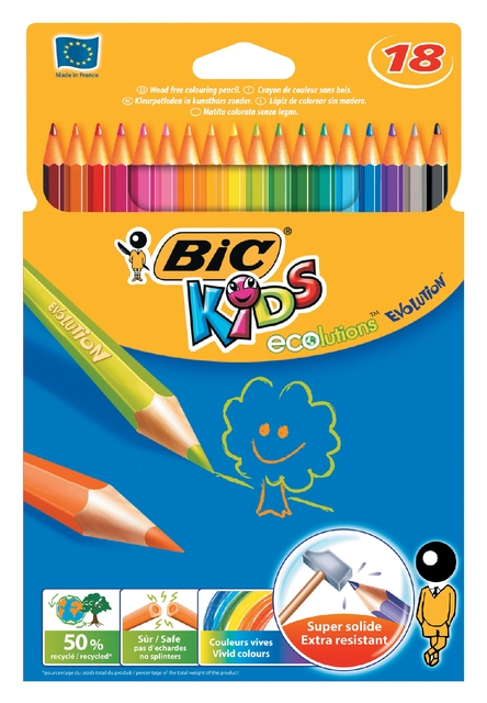 Een Kleurpotloden BicKids Evolution ecolutions ass blister à 18st koop je bij VHK Kantoorartikelen