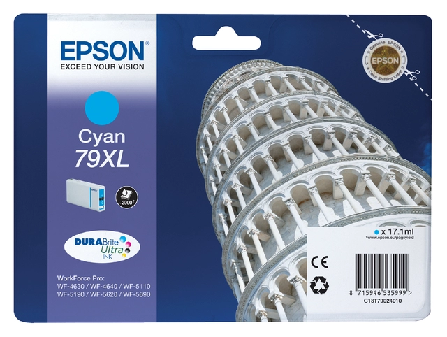 Een Inktcartridge Epson 79XL T7902 blauw koop je bij VHK Kantoorartikelen