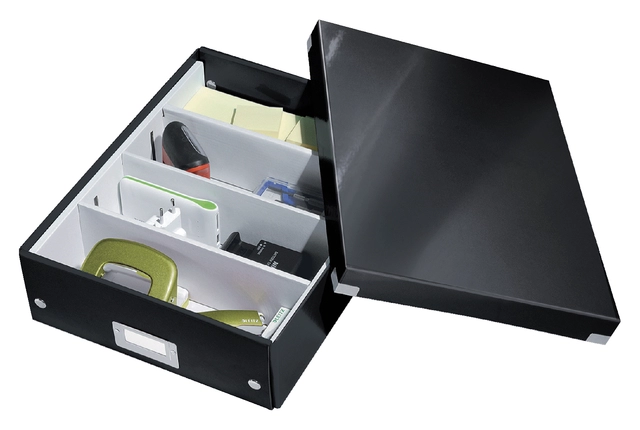 Een Opbergdoos Leitz Wow Click & Store organiser 280x100x370mm middel gerecycled karton zwart koop je bij Hoekmankantoorartikelen.nl