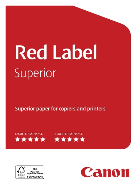 Een Kopieerpapier Canon Red Label Superior A4 80gr wit 500 vel koop je bij Hoekmankantoorartikelen.nl