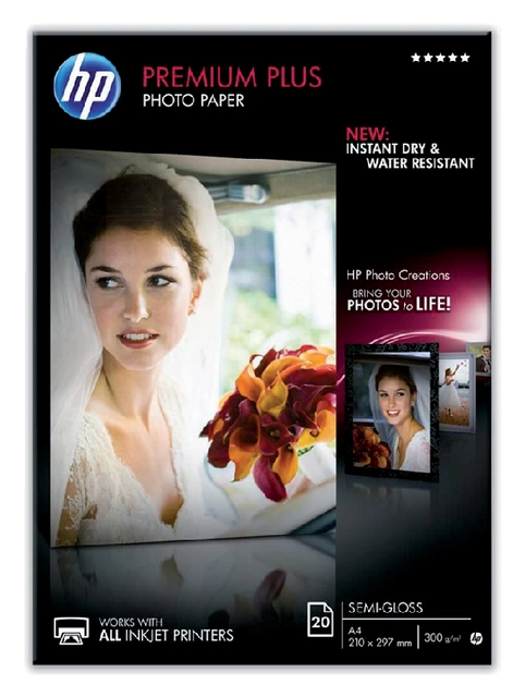 Een Inkjetpapier HP CR673A A4 semi glossy 300gr 20 vel koop je bij Hoekmankantoorartikelen.nl