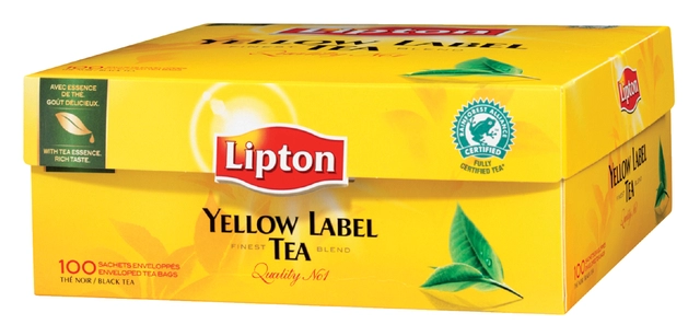 Een Thee Lipton yellow label zonder envelop 100x1.5gr koop je bij VHK Kantoorartikelen