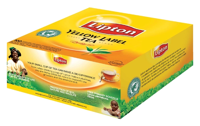 Een Thee Lipton yellow label zonder envelop 100x1.5gr koop je bij VHK Kantoorartikelen