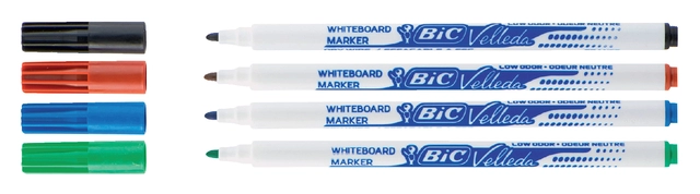 Een Viltstift Bic Velleda 1721 whiteboard rond fijn assorti set à 4 stuks koop je bij VHK Kantoorartikelen