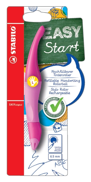 Een Rollerpen STABILO Easyoriginal linkshandig roze/lichtroze blister à 1 stuk koop je bij Hoekmankantoorartikelen.nl