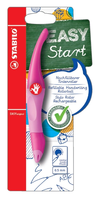 Een Rollerpen STABILO Easyoriginal rechtshandig roze/lichtroze blister à 1 stuk koop je bij Hoekmankantoorartikelen.nl