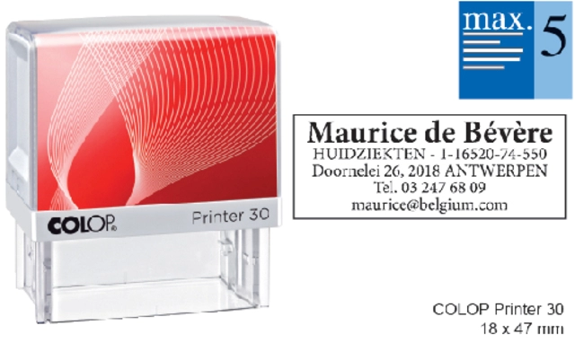 Een Tekststempel Colop Printer 30 personaliseerbaar 5regels 47x18mm koop je bij VHK Kantoorartikelen