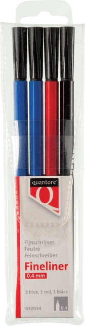 Een Fineliner Quantore rond 0.4mm assorti 4stuks koop je bij Hoekmankantoorartikelen.nl