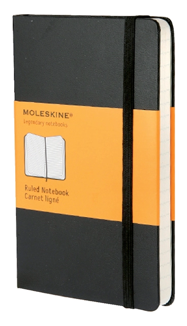 Een Notitieboek Moleskine pocket 90x140mm lijn hard cover zwart koop je bij Hoekmankantoorartikelen.nl