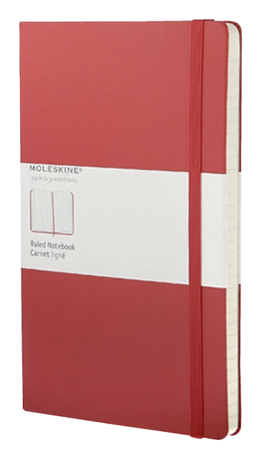 Een Notitieboek Moleskine large 130x210mm lijn hard cover rood koop je bij VHK Kantoorartikelen