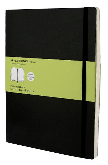 Een Notitieboek Moleskine XL 190x250mm blanco soft cover zwart koop je bij VHK Kantoorartikelen