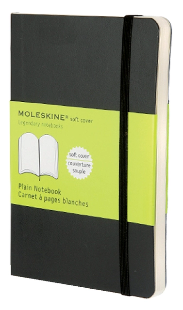 Een Notitieboek Moleskine pocket 90x140mm blanco soft cover zwart koop je bij VHK Kantoorartikelen