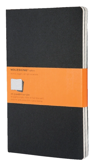 Een Schrift Moleskine 130x210mm lijn 160 pagina's 70gr zwart set à 3 stuks koop je bij VHK Kantoorartikelen