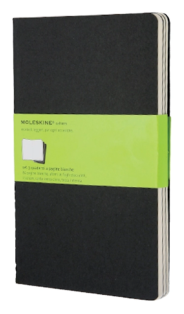 Een Schrift Moleskine 130x210mm blanco 160 pagina's 70gr zwart set à 3 stuks koop je bij VHK Kantoorartikelen