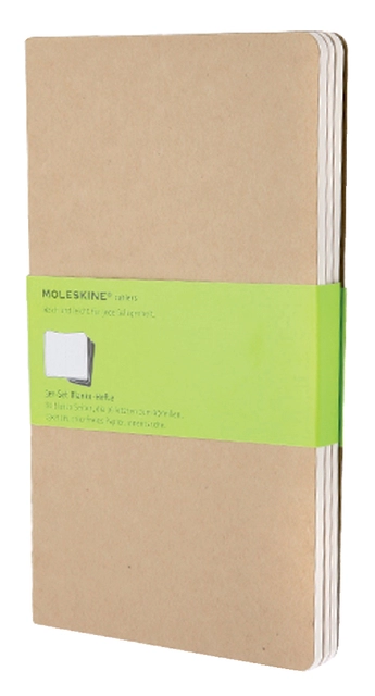 Een Schrift Moleskine 130x210mm blanco 160 pagina's 70gr kraft set à 3 stuks koop je bij VHK Kantoorartikelen