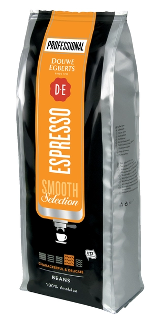 Een Koffie Douwe Egberts espresso bonen medium smooth 1kg koop je bij VHK Kantoorartikelen