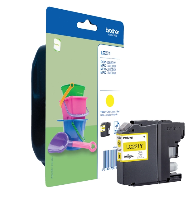 Een Inktcartridge Brother LC-221Y geel koop je bij VHK Kantoorartikelen