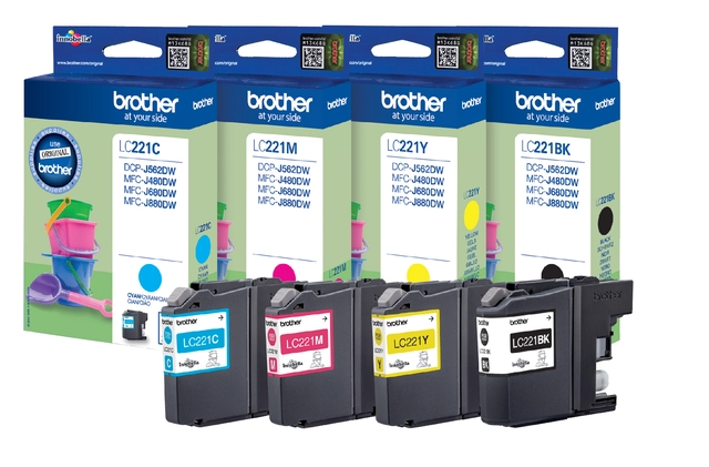 Een Inktcartridge Brother LC-221BK zwart koop je bij VHK Kantoorartikelen