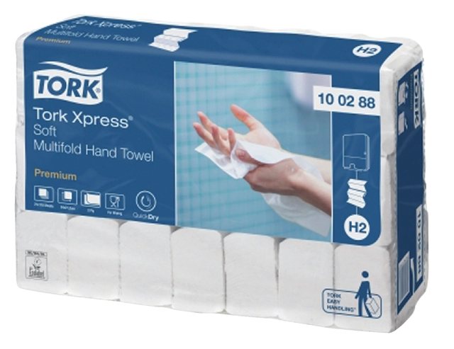 Een Handdoek Tork H2 multifold Premium kwaliteit 2 laags wit 100288 koop je bij VHK Kantoorartikelen