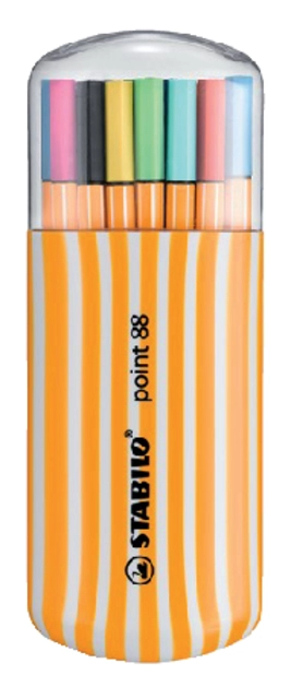 Een Fineliner STABILO point 88/20 fijn assorti zebra-etui à 20 stuks koop je bij VHK Kantoorartikelen