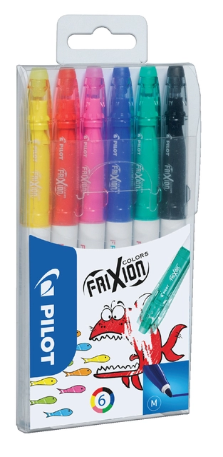 Een Viltstift PILOT friXion Colors medium assorti etui à 6 stuks koop je bij VHK Kantoorartikelen