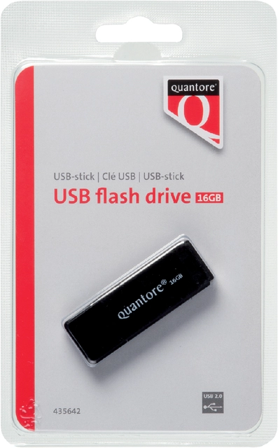 Een USB-stick 2.0 Quantore 16GB koop je bij VHK Kantoorartikelen