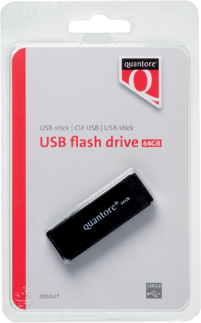 Een USB-stick 2.0 Quantore 64GB koop je bij VHK Kantoorartikelen