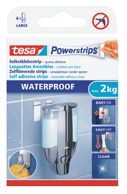 Een Kleefstrips Powerstrips® waterproof LARGE dubbelzijdig 2kg 6 stuks koop je bij Hoekmankantoorartikelen.nl