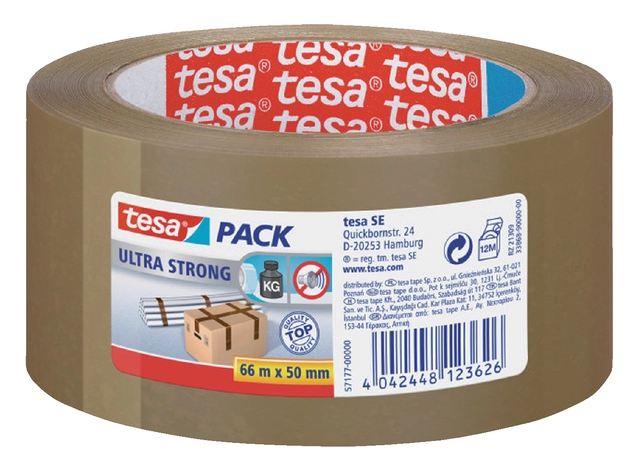 Een Verpakkingstape tesapack® Ultra Strong 66mx50mm bruin koop je bij VHK Kantoorartikelen