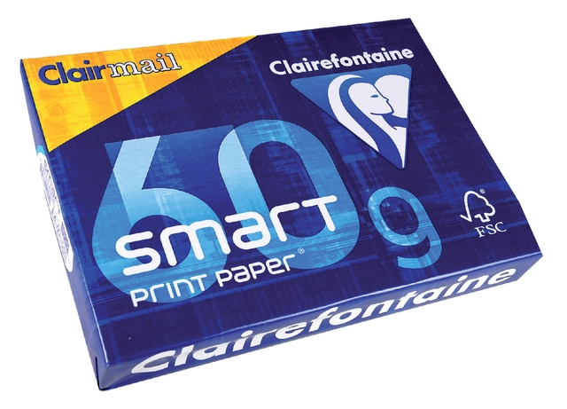 Een Kopieerpapier Clairefontaine Clairmail A4 60gr wit 500 vel koop je bij Hoekmankantoorartikelen.nl