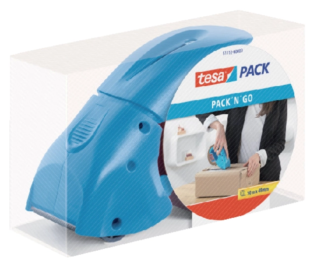 Een Verpakkingstape dispenser tesapack® pack-n-go blauw koop je bij Hoekmankantoorartikelen.nl