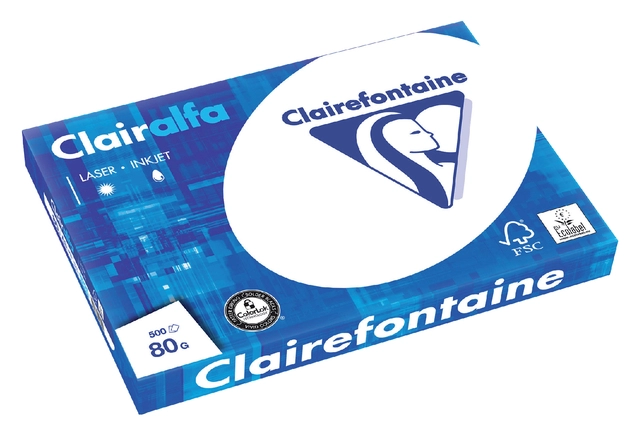 Een Kopieerpapier Clairefontaine Clairalfa A3 80gr wit 500 vel koop je bij Hoekmankantoorartikelen.nl