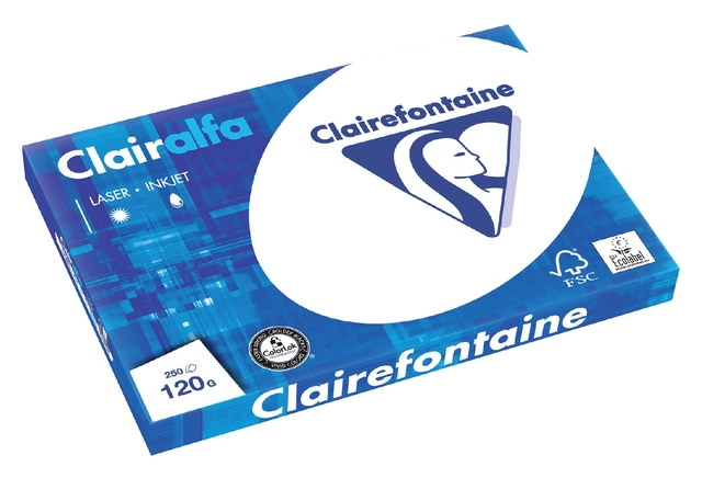 Een Kopieerpapier Clairefontaine Clairalfa A3 120gr wit 250 vel koop je bij Hoekmankantoorartikelen.nl