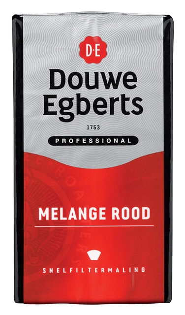 Een Koffie Douwe Egberts snelfiltermaling Melange Rood 500gr koop je bij VHK Kantoorartikelen