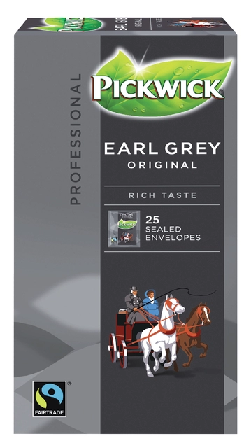 Een Thee Pickwick Fair Trade earl grey 25x2gr koop je bij VHK Kantoorartikelen