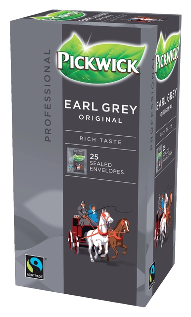 Een Thee Pickwick Fair Trade earl grey 25x2gr koop je bij VHK Kantoorartikelen