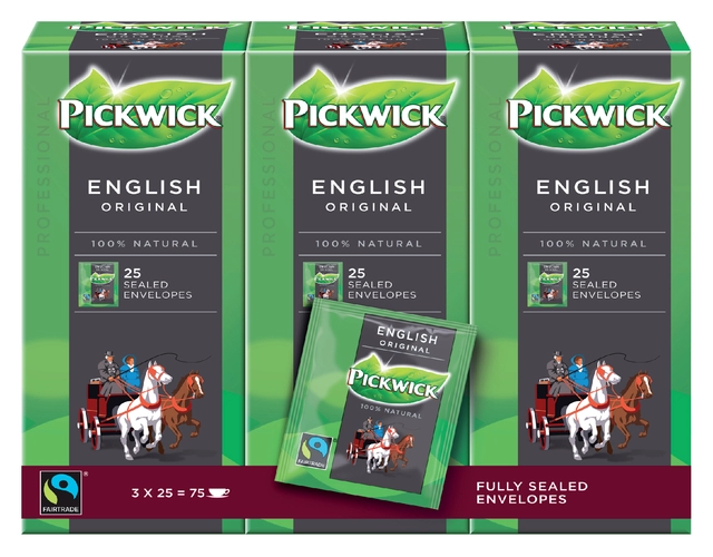 Een Thee Pickwick Fair Trade English 25x2.5gr koop je bij VHK Kantoorartikelen