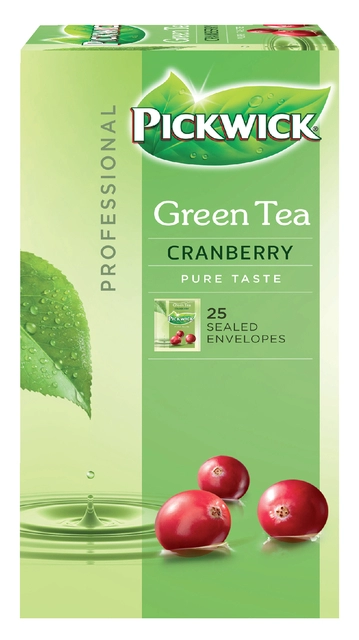 Een Thee Pickwick green cranberry 25x1.5gr koop je bij VHK Kantoorartikelen