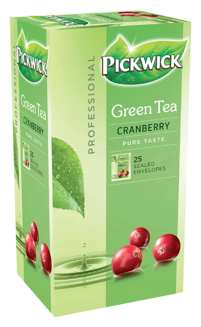 Een Thee Pickwick green cranberry 25x1.5gr koop je bij VHK Kantoorartikelen