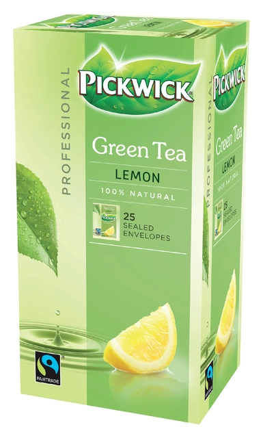 Een Thee Pickwick Fair Trade green lemon 25x1.5gr koop je bij VHK Kantoorartikelen