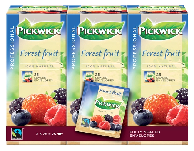 Een Thee Pickwick Fair Trade forest fruit 25x1.5gr koop je bij VHK Kantoorartikelen