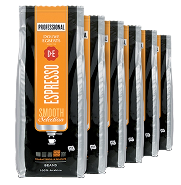 Een Koffie Douwe Egberts espresso bonen medium smooth 1kg koop je bij VHK Kantoorartikelen