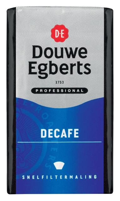 Een Koffie Douwe Egberts snelfiltermaling decafe 250gr koop je bij VHK Kantoorartikelen