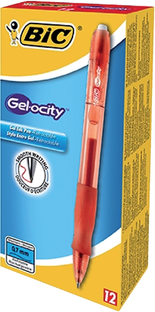 Een Gelschrijver Bic Gel-ocity medium rood koop je bij VHK Kantoorartikelen