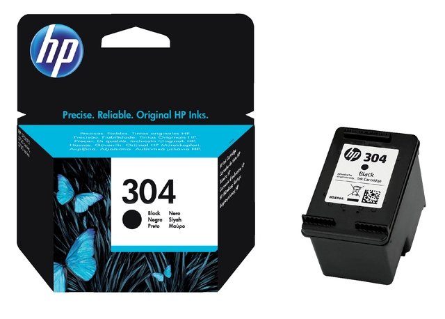 Een Inktcartridge HP N9K06AE 304 zwart koop je bij VHK Kantoorartikelen