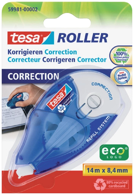 Een Correctieroller tesa® ecoLogo® 8,4mmx14m navulbaar op blister koop je bij VHK Kantoorartikelen