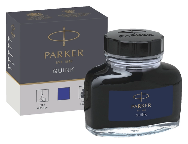 Een Vulpeninkt Parker Quink permanent 57ml blauw koop je bij VHK Kantoorartikelen